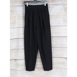 VINTAGE Womens Size Medium Pull On Pleated High Rise Straight Leg Pants Black